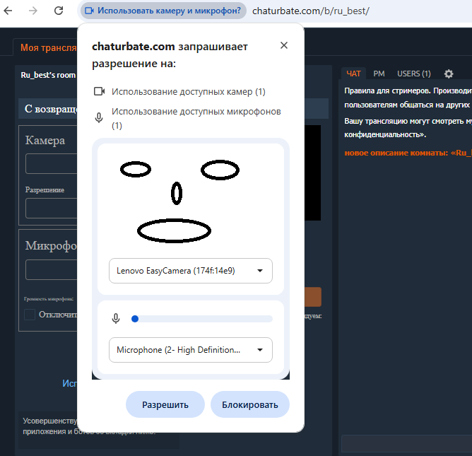 Cum să începi o transmisiune Chaturbate cu permisiuni de cameră și microfon