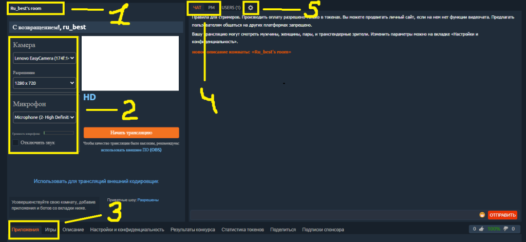 Lucrul ca o camgirl pe Chaturbate configurarea transmisiunilor și chat-urilor